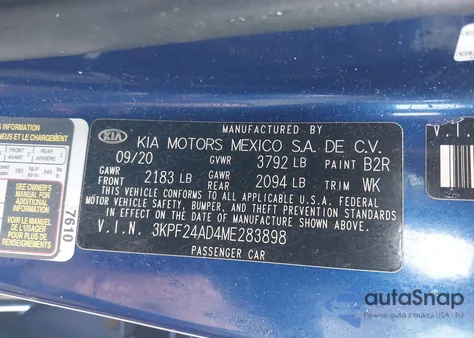 2021 Kia Forte Lxs from USA, damaged, VIN 3KPF24AD4ME283898